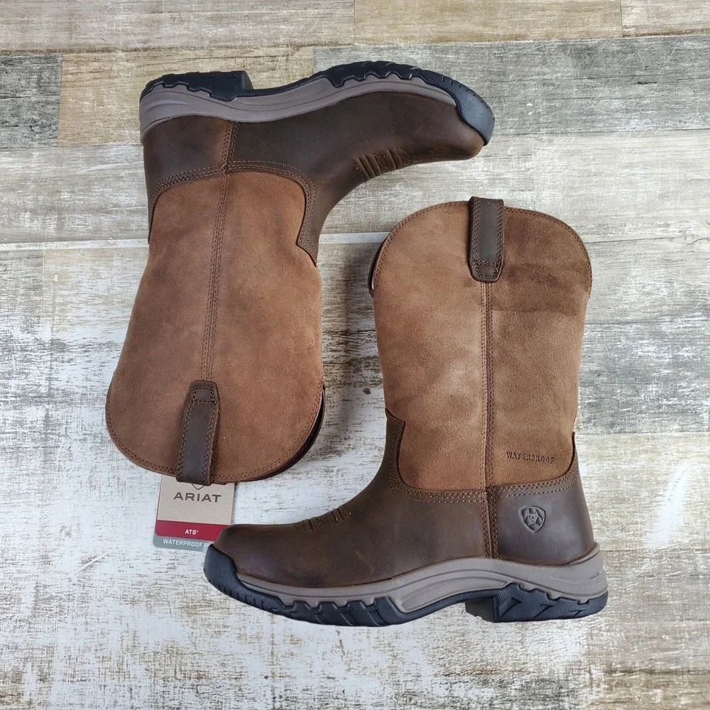 Ariat Terrain H20 Womens Boot Sz 8 B Distressed Brown Pull On Waterproof Outdoor